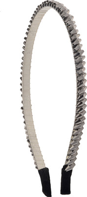 

The Ethnic Wears Metal Alloy, Silk Covered, Beeds, Crystal & CZ Stones, etc. Hair Band(Grey)