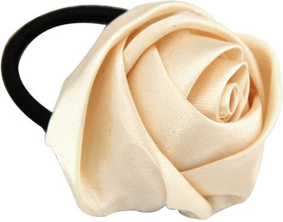 Young & Forever Creme satin rose ponytail holder Hair Band(Cream)