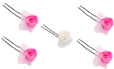 

Sanjog Lovely Flower Bun Pin/U Pin For Wedding/Party Hair Clip(Pink, White)