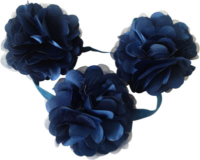 

NeedyBee Toddlers Elastic Toe Blooms Barefoot Sandals and Rosset Headband Set Hair Accessory Set(Blue)
