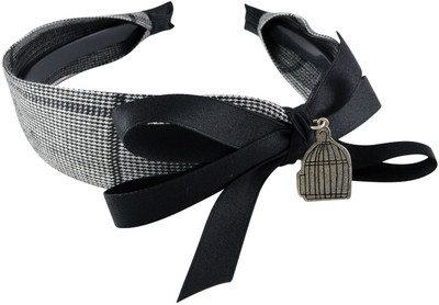 

Sarah Ribbon Bow Charm Hair Band(Black)