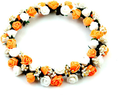 

Sanjog Splendid Peach And White Crown/Tiara For Wedding/Party Head Band(Orange, White)