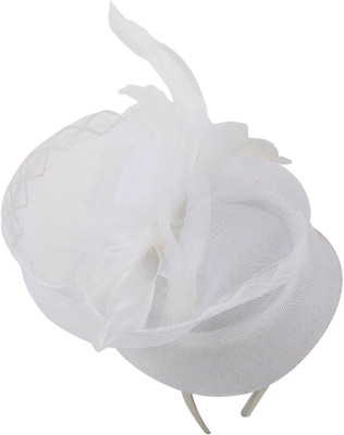 

Sanjog Derby Hat, English Tea Hat Embellished Retro Feather Mesh Net Flower Hat Fascinators Hairband/Headband Hair Clip(White)