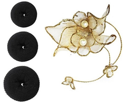 

Majik Collection juda Clip Golden with Bun Donut Hair Accessory Set(Multicolor)