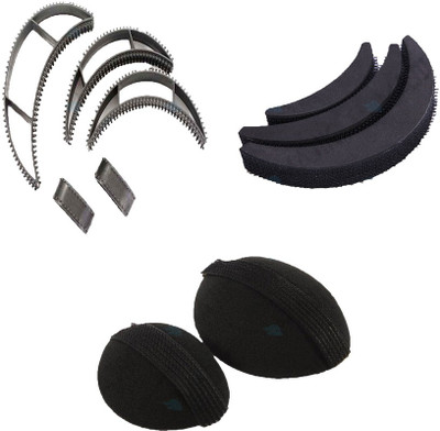 

Chanderkash Black Combo of 3 Hair Puff with 2 Hair Base and Hair Bumpits Hair Accessory Set(Black)