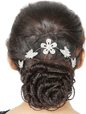 

Sanjog Enchanted Tiara Fashionable Stone Hair Clip With Pins Hair Band(Silver)