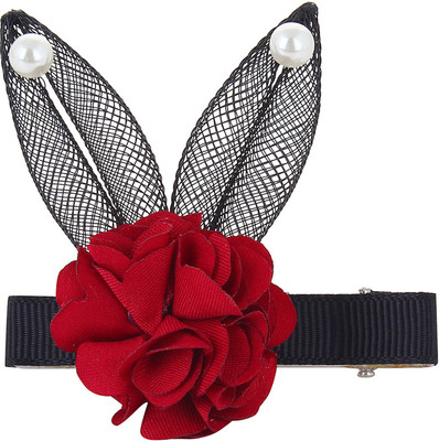 

Fayon Chic Stylish Red Jasmine Flower Black Bunny Hair Pin(Red)