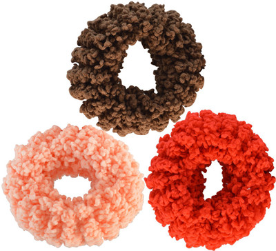 

Sarah Set of 3 Rubber Band for Women - Red, Orange & Brown Head Band(Red)
