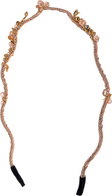 

The Ethnic Wears Metal Alloy, Silk Covered, Beeds, Crystal & CZ Stones, etc. Hair Band(Pink)