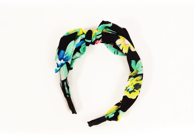 

Jewel Touch Bowknot Decorated Printed Design Fabric Hair Band(Multicolor)