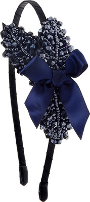 

The Ethnic Wears Metal Alloy, Silk Covered, Beeds, Crystal & CZ Stones, etc. Hair Band(Black)