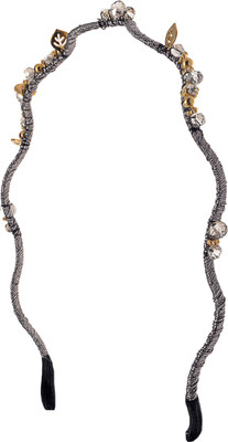 

The Ethnic Wears Metal Alloy, Silk Covered, Beeds, Crystal & CZ Stones, etc. Hair Band(Silver)