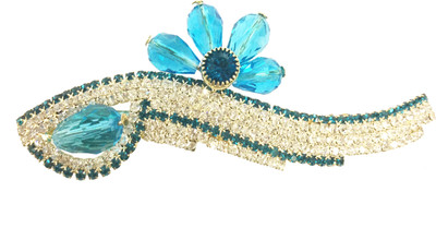 

AccessHer Designer studded back clip hair accessories for Women Hair Clip(Blue)