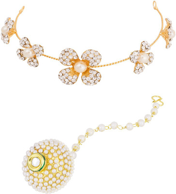

Pankh Brouch and Mangtikka Hair Accessory Set(Gold)