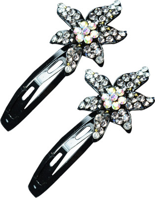 

Glitters Online Blackish Silver Colour American Diamond Hair Clip Hair Clip(Silver, Black)