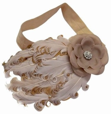 

Pinkblueindia Stylish Dreamy Brooch Flower with Feather Head Band(Beige)