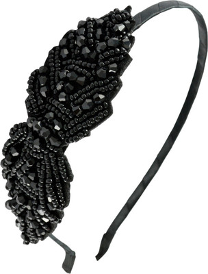 

Sarah Crystal Beaded Leaf Hair Band(Black)