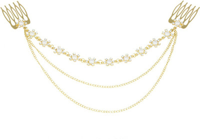 

The Bling Stores GOLDEN CRYSTAL FLORAL CHAIN HAIR DRESSER Back Pin(Gold)