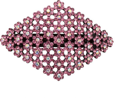 

Glitters Online Floral Design Pink Stone Hair Clip(Pink)