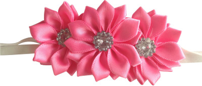 

NeedyBee Pink Three Flower Satin Baby Head Band(Pink)