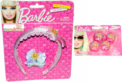 

Mamaboo Barbie Light Pink Bow + 2 Bands + 4 Ties Hair Band, Hair Clip, Rubber Band(Pink)