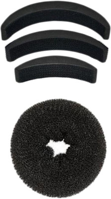 

SENECIO Medium Donut Bun Maker With Bumpits Celebrity Look 4Pc Hair Accessory Set(Black)