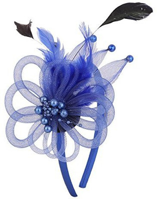 

Sanjog Retro Feather Mesh Net Flower Hat Fascinators Hairband/Headband/Hair Clip (Blue) For Kids/Girls Hair Clip(Blue)