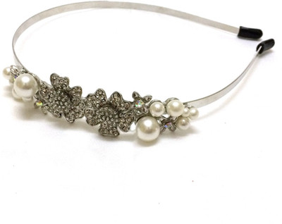 

Hepburnette Hibiscus - Stylish Party Silver Hair Band(Silver)