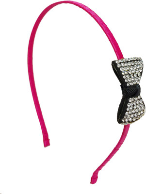 

Ammvi Creations CZ Embellished Bow Charm Sleek for Women Hair Band(Pink)