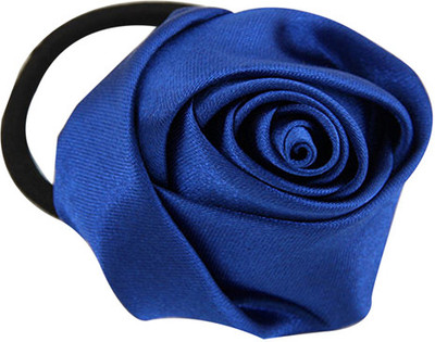 

Young & Forever Blue satin rose ponytail holder Hair Band(Blue)