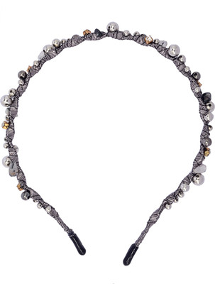 

The Ethnic Wears Metal Alloy, Silk Covered, Beeds, Crystal & CZ Stones, etc. Hair Band(Silver)