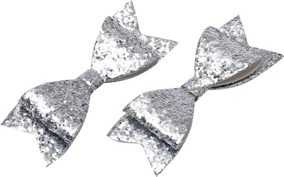 

Dchica Two cute silvery bow Hair Clip(Silver)