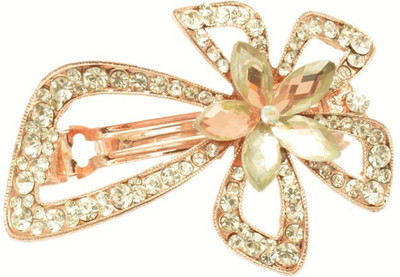 

Shopaholic Fashion Flower Designer Crystal Back Hair Clip(Gold)