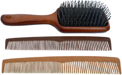 

Celebrity Premium Collection Wooden Look Hair Brush with Comb Combo