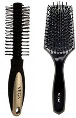 

VEGA Flat Mini Paddle Brush & Round Brush (Pack Of2)