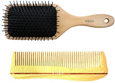 

VEGA Styling Wooden hair Comb & Wooden Paddle Brush - Large