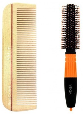 Flipkart - VEGA Styling Wooden Comb & Round Brush with Stick