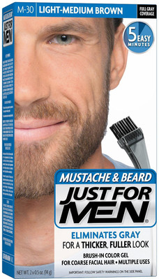 

Just For Men Mustache and Beard Brush-In Color Gel Hair Color(Light Medium Brown)