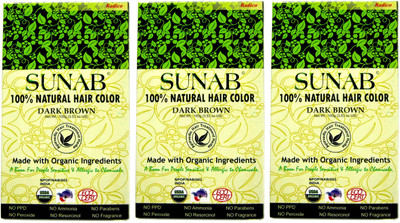 

Sunab Certified Organic & 100% Natural Dark Brown (Set Of 3 Boxes) Hair Color(Dark Brown)
