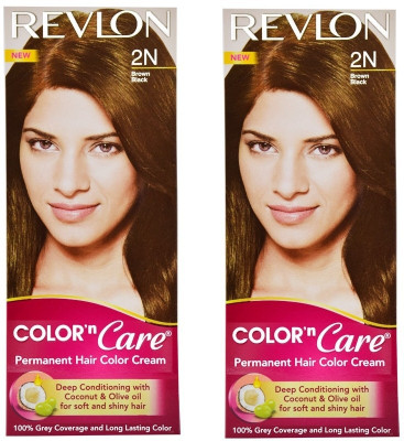 

Revlon Color N Care Permanent Hair Color Cream - Brown Black 2N - Pack of 2 Hair Color(Brown Black)
