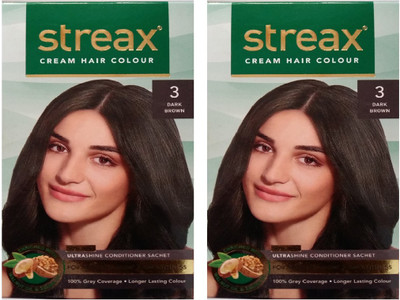 

STREAX Cream Dark Brown 3, Pack of 2, Hair Color(Dark Brown 3)