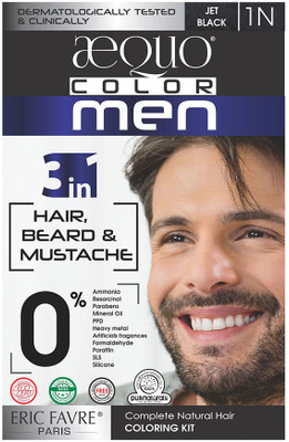 aequo Organic Men 1N Jet Black Hair Colour-170ml- Derma Certified , Jet Black