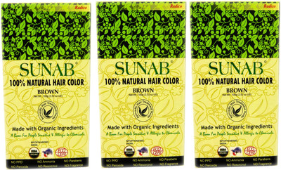 

Sunab Certified Organic And 100% Natural Brown (Tripple Pack) Hair Color(Brown)