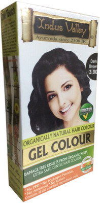 Indus Valley Organically Natural Gel Dark Brown 3.00 - One Touch Pack , Dark Brown 3.00