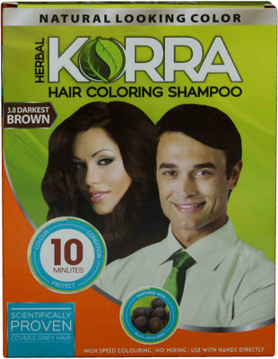 

Korra Coloring Shampoo Darkest Brown Color pack of 10 "30 ML Each" Hair Color(Darkest Brown)