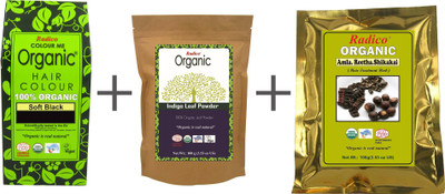 

Radico Soft Black + Indigo Powder + Amla Ritha Shikakai Hair Color(Soft Black)