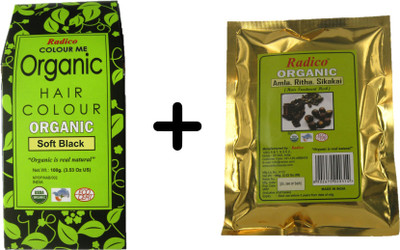 

Radico Certified Organic And 100% Natural Soft Black ,Amla, Ritha, Sikakai Powder Hair Color(Green, Gold)