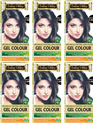 Indus Valley Organically Natural Gel Black 1.00 Herbal for Moustache & Beard (Pack of 6) , Black 1.00 Indus Valley Organically Natural Gel Black 1.00 Herbal for Moustache & Beard (Pack of 6) , Black 1.00