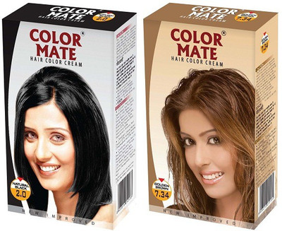 

Color Mate Cream Hair Color(Natural Black + Golden Brown)