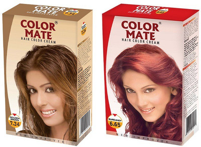 

Color Mate Cream Hair Color(Golden Brown, Burgundy)